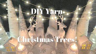 The Easiest Way to Make Yarn Christmas Trees  #diycrafts #diy #christmasdiy @Homegoodiys