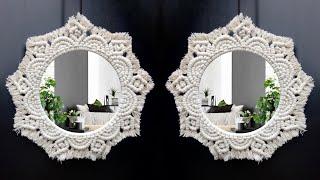 DIY braided cord wall hanging mirror  Easy macrame mirror wall hanging  Tutorial espejo macramé