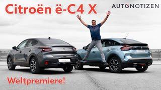 Citroën ë-C4 X Elektro-Crossover-Limousine mit großer Mission Check  Sitzprobe  Vergleich  2023