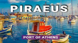 PIRAEUS the Port City of ATHENS Greece   4K 2023 Summer Walking Tour  Ferry Port City Marina