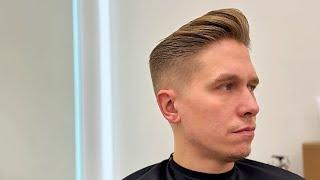 Pompadour  soft fade. Men’s hairstyling