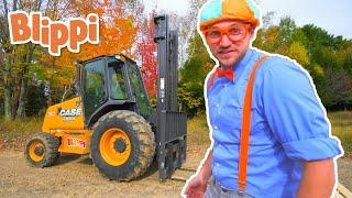 Blippi Learns about Forklifts  Construction Trucks for Children  Moonbug Kids