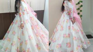 Umbrella gown cutting and stitching party wear long frock designumbrella frock cuttingorganzagown