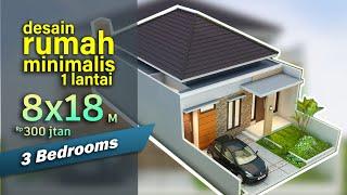 Desain Rumah Minimalis 1 Lantai 8x18 Meter