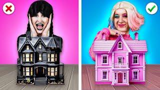 Wednesday VS Enid in One Color House Challenge Pink VS Black Room Makeover by ChooChoo