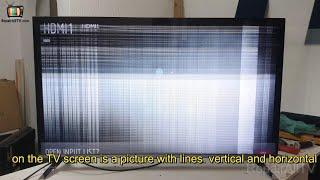 LG TV  on the TV screen is a picture with lines  vertical and horizontal