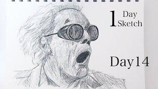 Day14 - Doc Dr.Emmett Brown  How to draw Movie Characters