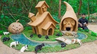 Rescue Adorable Puppies Building Halloween haunted house And Aquarium Fish Pond