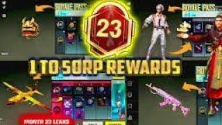 MONTH 23 ROYAL PASS  1 TO 50 RP  M23 ROYAL PASS LEAKS M23 ROYAL PASS REWARDS PUBG MOBILEBGMI