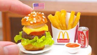 How To Make Miniature McDonalds Burger & Fries   ASMR Miniature Cooking Food #1