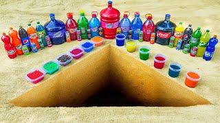 EXPERIMENT How to make colored rainbow toothpaste from Fanta Mirinda many Sodas VS Mentos & Soda