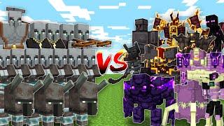 Massive RAID vs NETHER and END BOSSES - Minecraft Mob Battle