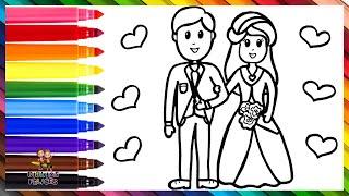 Dibuja y Colorea A Una Pareja Recién Casada Un Novio Y Una Novia  Dibujos Para Niños