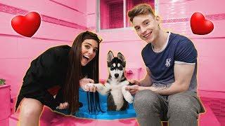 EL PRIMER BAÑO DE MAX   COMO BAÑAR UN CACHORRO  ft. Cande Diaz Exi