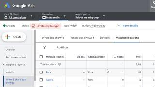 How view Matched Locations for your google ads campaigns