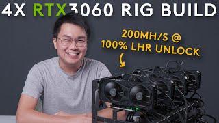 4X RTX3060 Mining Rig Build -  200mhs with 100% LHR Unlock