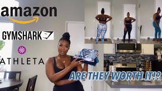 GYM LEGGINGS TRY ON HAUL + REVIEW $15 - $100  AMAZON GYMSHARK & ATHLETA