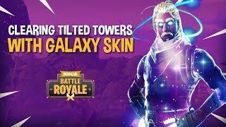 Clearing Tilted Towers Featuring GALAXY SKIN - Fortnite Battle Royale Gameplay - Ninja & Wildcat