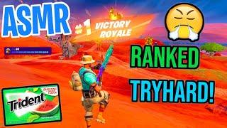 ASMR Gaming  Fortnite Ranked Tryhard Win Relaxing Gum Chewing  Controller Sounds + Whispering 