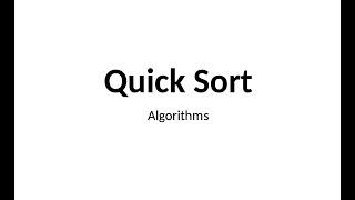 Algorithms Quick Sort