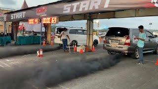 MOBIL KELUARGA DI BUAT DRAG .  INDONESIA DRAG WARS PUTARAN 2 LANUD GADING WONOSARI