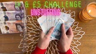 1K & £5 CHALLENGE UNSTUFFING  SAVINGS CHALLENGES  UK CASH STUFFING