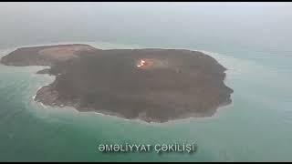 Xəzərdəki partlayış yerindən dron görüntüləri