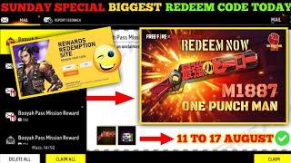 FREE FIRE REDEEM CODE TODAY 12 AUGUST REDEEM CODE FREE FIRE  FF REDEEM CODE TODAY 12 AUGUST