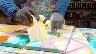 ABSTRACT ART PAINTING Demo With Acrylic Paint and Masking tape  Comissor