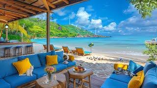 Weekend Seaside Coffee Shop Ambience  Smooth Jazz Bossa Nova & Calming Ocean Sounds for Relaxation