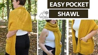 CROCHET Easy Pocket Shawl Step by Step Tutorial Easy Crochet Pattern