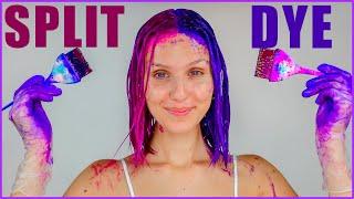 Dyeing my hair HALF PINK HALF PURPLE and it looks SICK