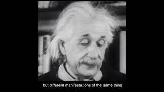 Albert Einstein explaining mass energy equivalent E=mc²