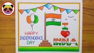 Independence Day Drawing  15 August Drawing  Independence Day Poster Drawing  Flag Drawing Easy