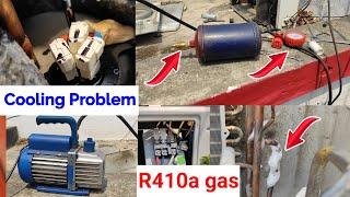 how to filling r410a gas in split AC r410a gas filling split ac gas charging ac me 410 gas filling