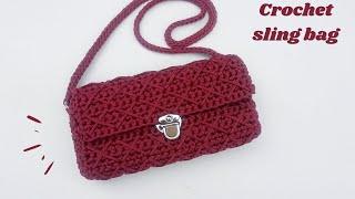 A must try crochet sling bag with a neat designa quick and easy crochet mini bag MirrymasCrafts