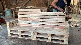 DIY  Modern garden wood processing project - Make Sofas Outdoor From Pallet Wood