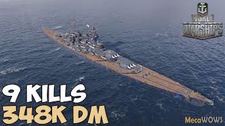 World of WarShips  Grosser Kurfürst  9 KILLS  348K Damage - Replay Gameplay 4K 60 fps