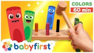 Toddler Learning Video  COLOR CREW MAGIC - Pounding Pegs & Cat Pencil Holder +  DIY  BabyFirst TV