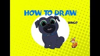 How to draw Bingo from Puppy Dog Pals - Learn to Draw -  ART LESSON arte