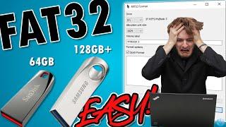 How To Format a 64GB 128GB or LARGER USB Flash Drive to FAT32 - EASY