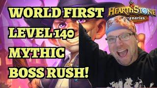 WORLD FIRST Level 140 Mythic Boss Rush - Silas Darkmoon Empress Shekzara - Hearthstone Mercenaries