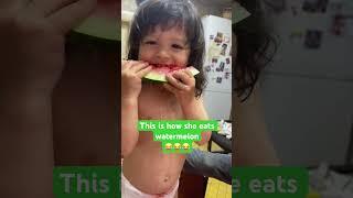 This is how she eats watermelon  #toddler