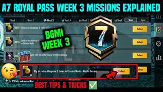 BGMI WEEK 3 MISSIONS  A7 WEEK 3 MISSION  WEEK 3 MISSION BGMI  A7 RP MISSION WEEK 3 EXPLAINED