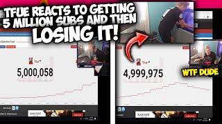 Tfue Reacts to Getting 5 Million Subscribers And Then LOSING IT Jumps out the Window Fortnite