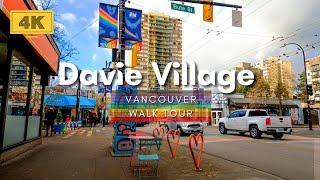 4K Davie Village - Vancouver Walk Tour 3°C Ambient City Sounds