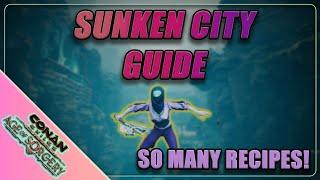 Running the SUNKEN CITY  DAGON Dungeon  Weapons Recipes  Conan Exiles Guide