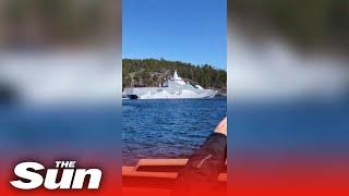 Swedish navy fire weapons during exercise off Stockholm ahead of joining NATO