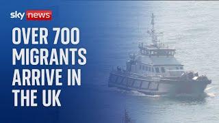 More than 700 migrants arrived in UK in 11 boats in a single day new figures show