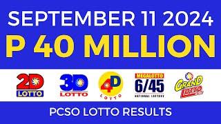 Lotto Result Today 9pm September 11 2024  PCSO Complete